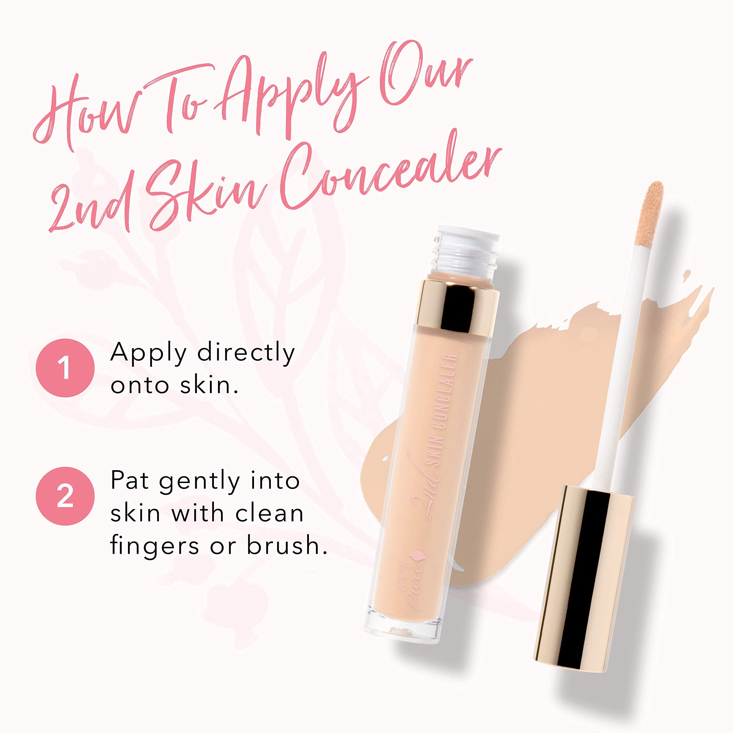 100% PURE 2nd Skin Concealer (Fruit Pigmented), Shade 2, Full Coverage, Lightweight, Liquid Concealer for Face, Under Eyes, Vegan Makeup (For Light-Medium Skin w/Neutral Undertones) - 0.17 Fl Oz - Image 6