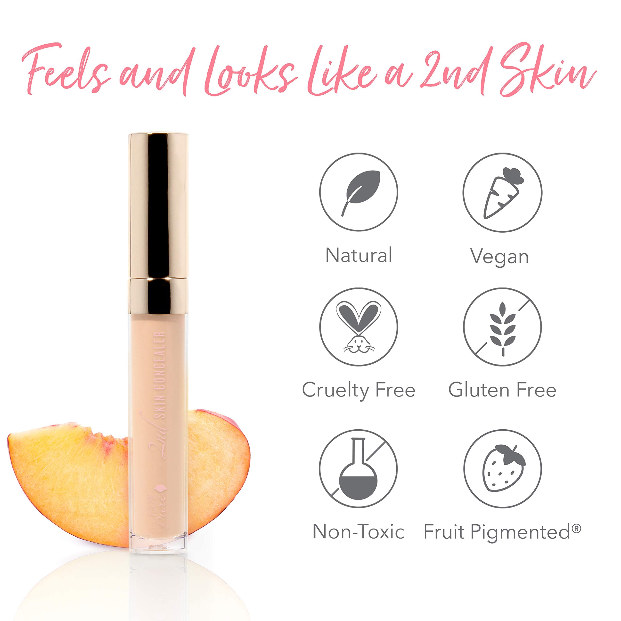 100% PURE 2nd Skin Concealer (Fruit Pigmented), Shade 2, Full Coverage, Lightweight, Liquid Concealer for Face, Under Eyes, Vegan Makeup (For Light-Medium Skin w/Neutral Undertones) - 0.17 Fl Oz - Image 7