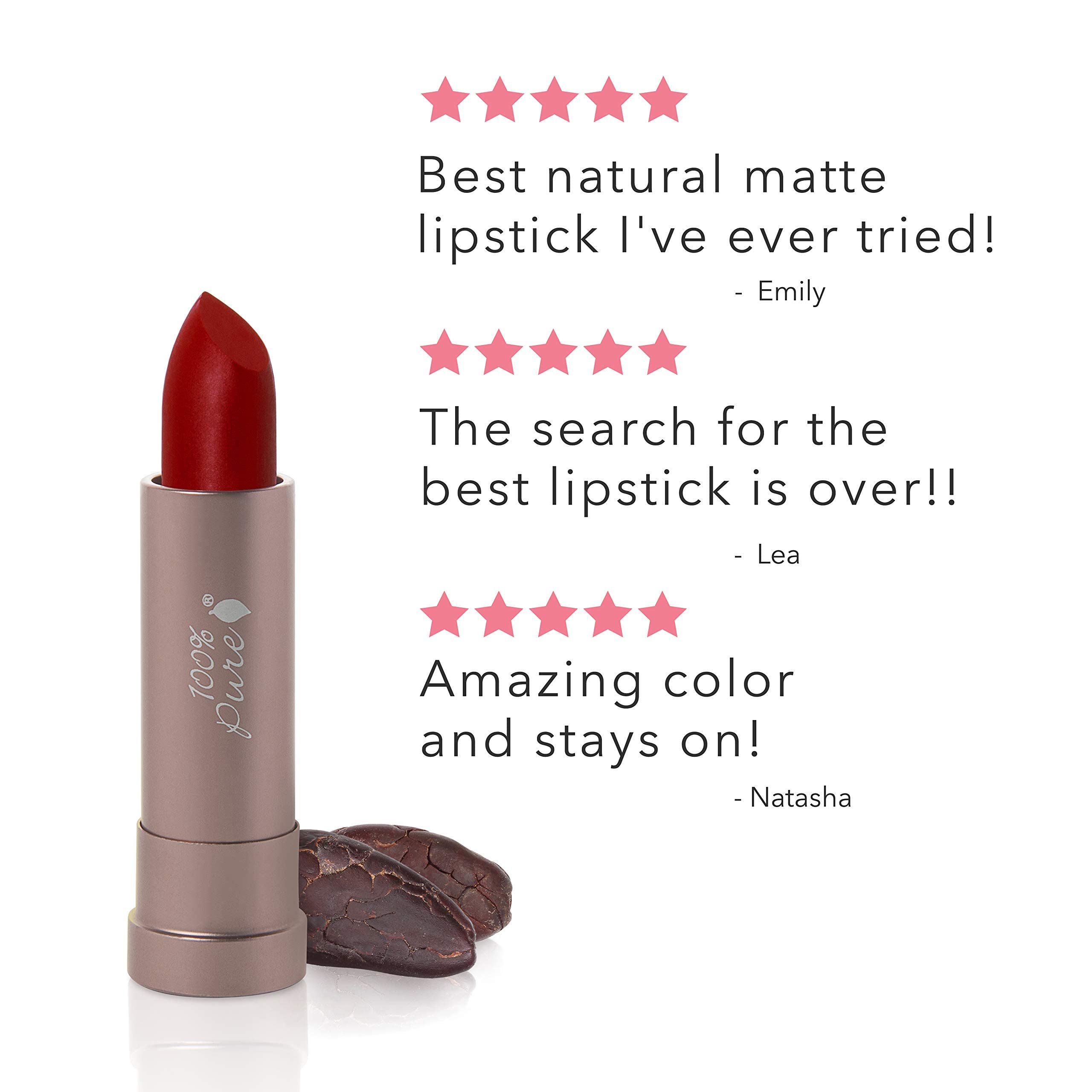 100% PURE Cocoa Butter Matte Lipstick Full Stay All Day Coverage, Lasting Moisturizing & Softening Natural Lip Color for All Skin Tones Vegan Fruit Pigmented Blood Orange (Classic Brick Red) - 0.15 oz - Image 9