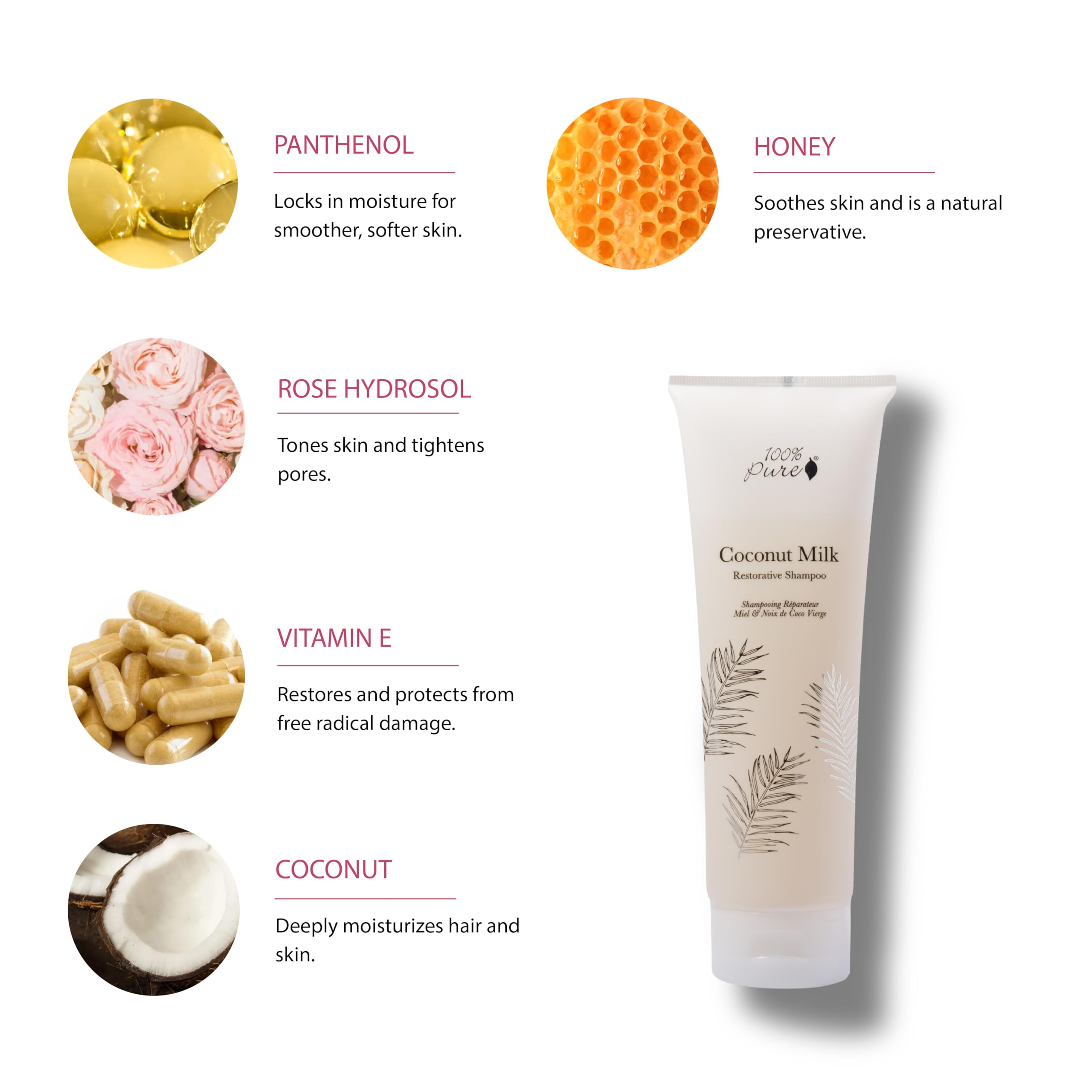 100% PURE Coconut Milk Restorative Shampoo & Cleansing Detox Helps Restore Damaged Hair, Replenish Moisture & Body - Healthy Hair Growth for Women & Men - Sulfate Free - 8 Fl Oz - Image 3