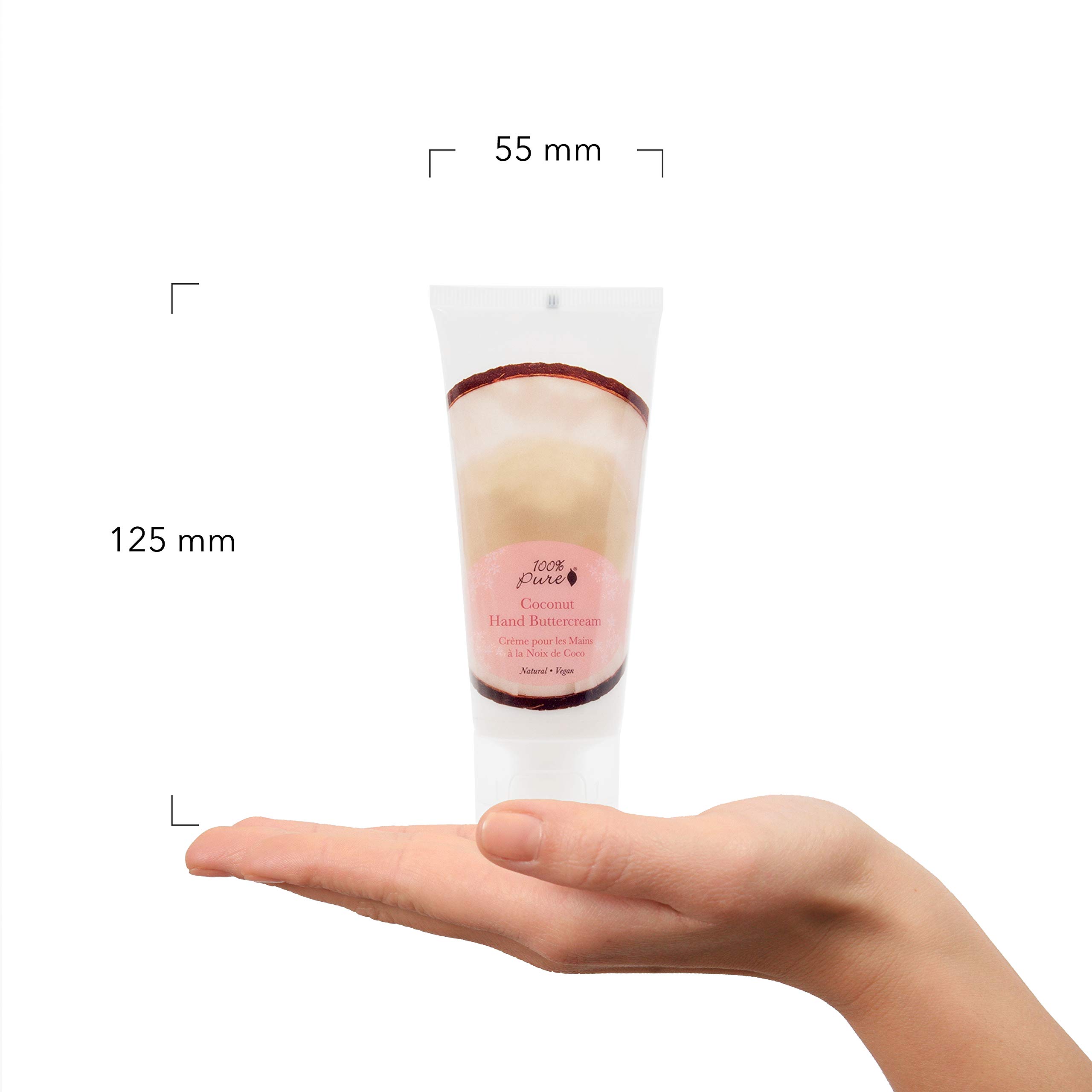 100% PURE Coconut Vegan Hand Cream Dry Skin Buttercream Lotion Made with Shea Butter Natural Moisturization for Dryness - 2 Fl Oz - Image 8