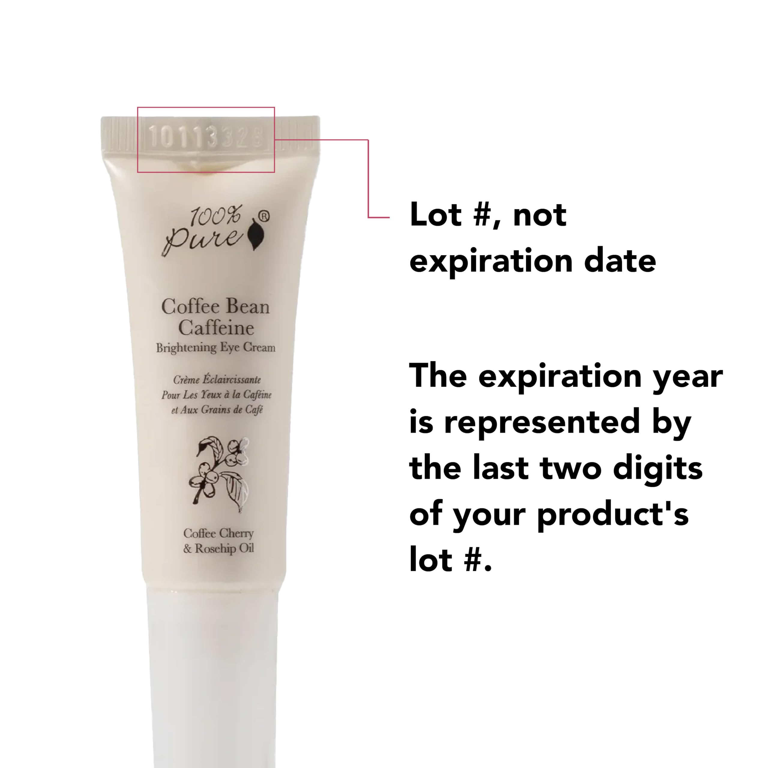 100% PURE Coffee Bean Caffeine Eye Cream Refresh & Hydrate Under Eye Treatment Reduce Puffiness, Dark Circles, Wrinkles with Green Tea, Rose Hip, Vitamin E - Youthful Vibrant Eyes - Vegan - 0.3 oz - Image 9