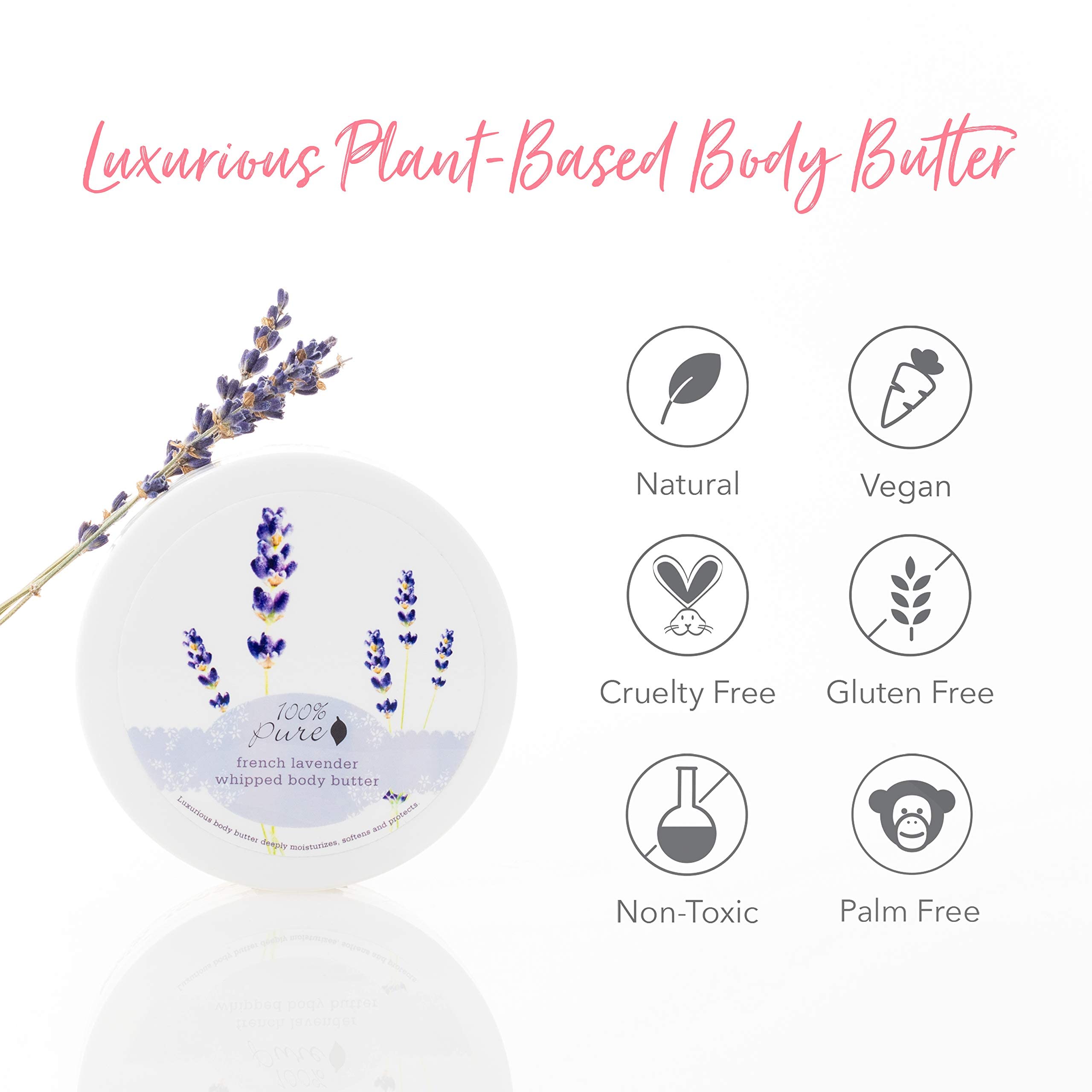 100% PURE French Lavender Whipped Body Butter, Body Lotion for Dry Skin, Made with Shea Butter, Cocoa Butter, Moisturizing Body Cream, Natural Lotion - 3.4 oz - Image 7