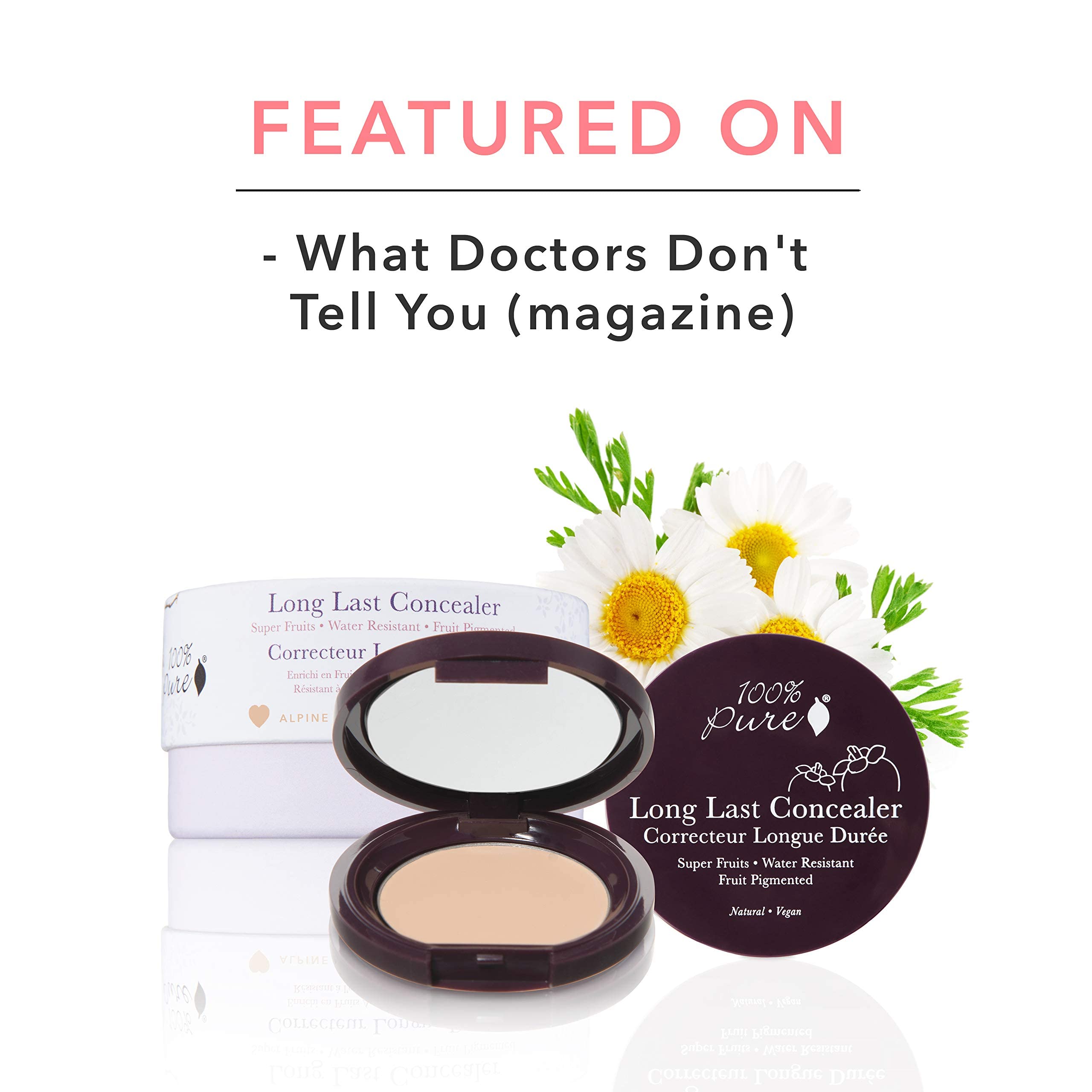 100% PURE Fruit Pigmented Long Last Compact Concealer, Alpine Rose, Full Coverage Concealer, Diminish Dark Circles (Fair with Pink Undertones) - 0.11oz - Image 8