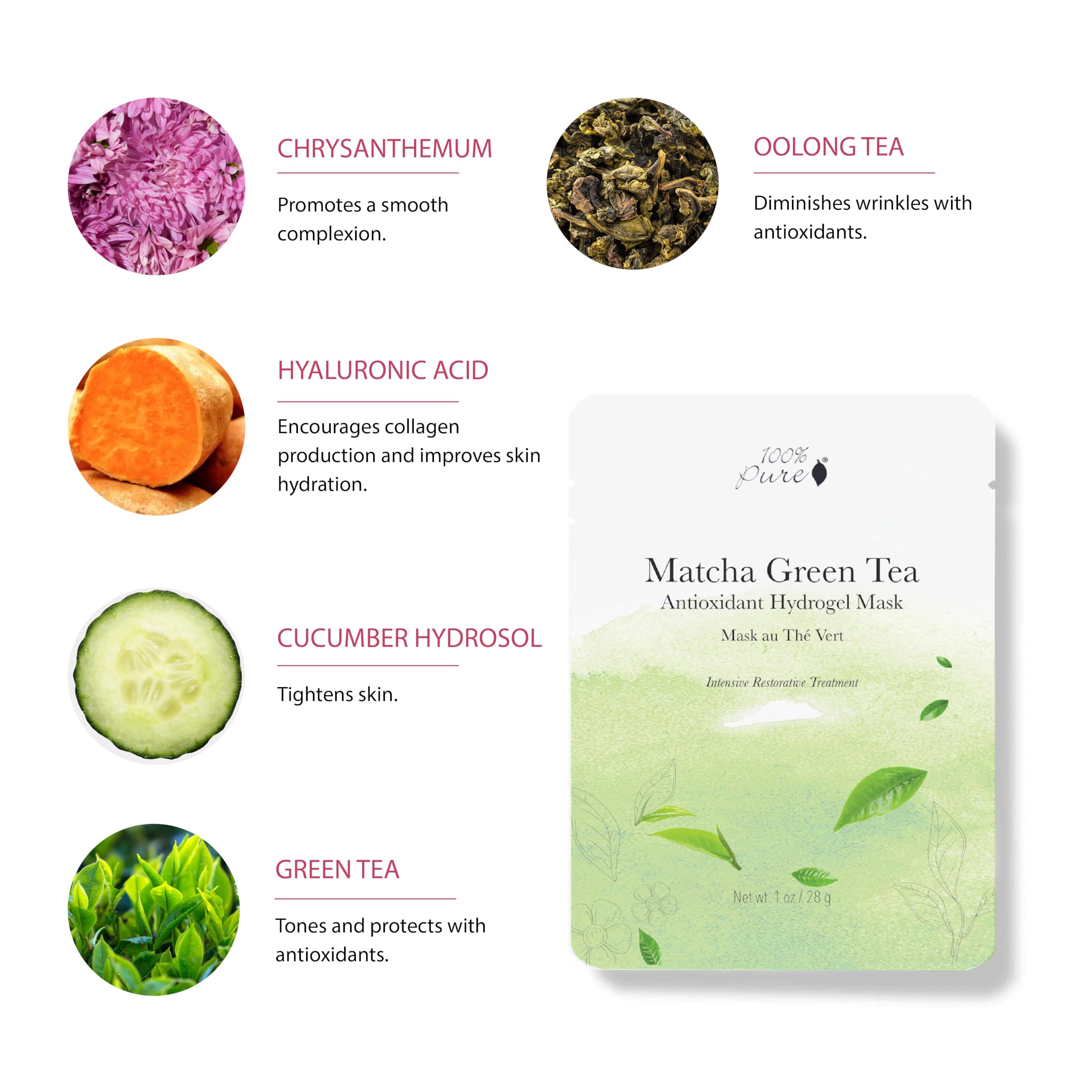 100% PURE Green Tea Water Bomb Mask (1 PC), Hydrating Face Mask with Hyaluronic Acid, Skin Care, Anti-Aging, Toning and Soothing Face Care - 1 PIECE - Image 3