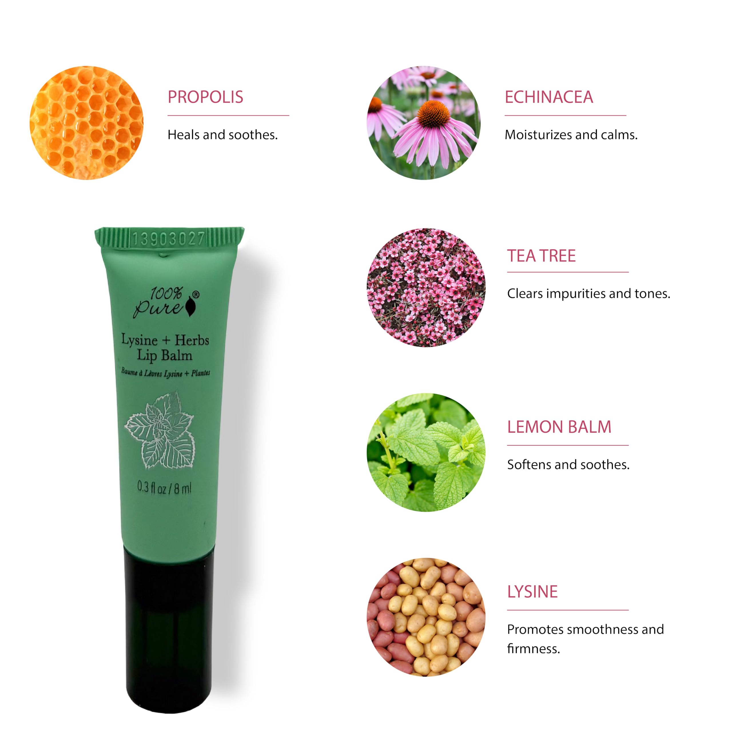 100% PURE Lysine + Herbs Healing Lip Balm Natural Soothing Nourishment for Sore, Cracked, Chapped,or Irritated Lips - Natural Dry Lip Hydration Therapy for Women & Men - Image 3