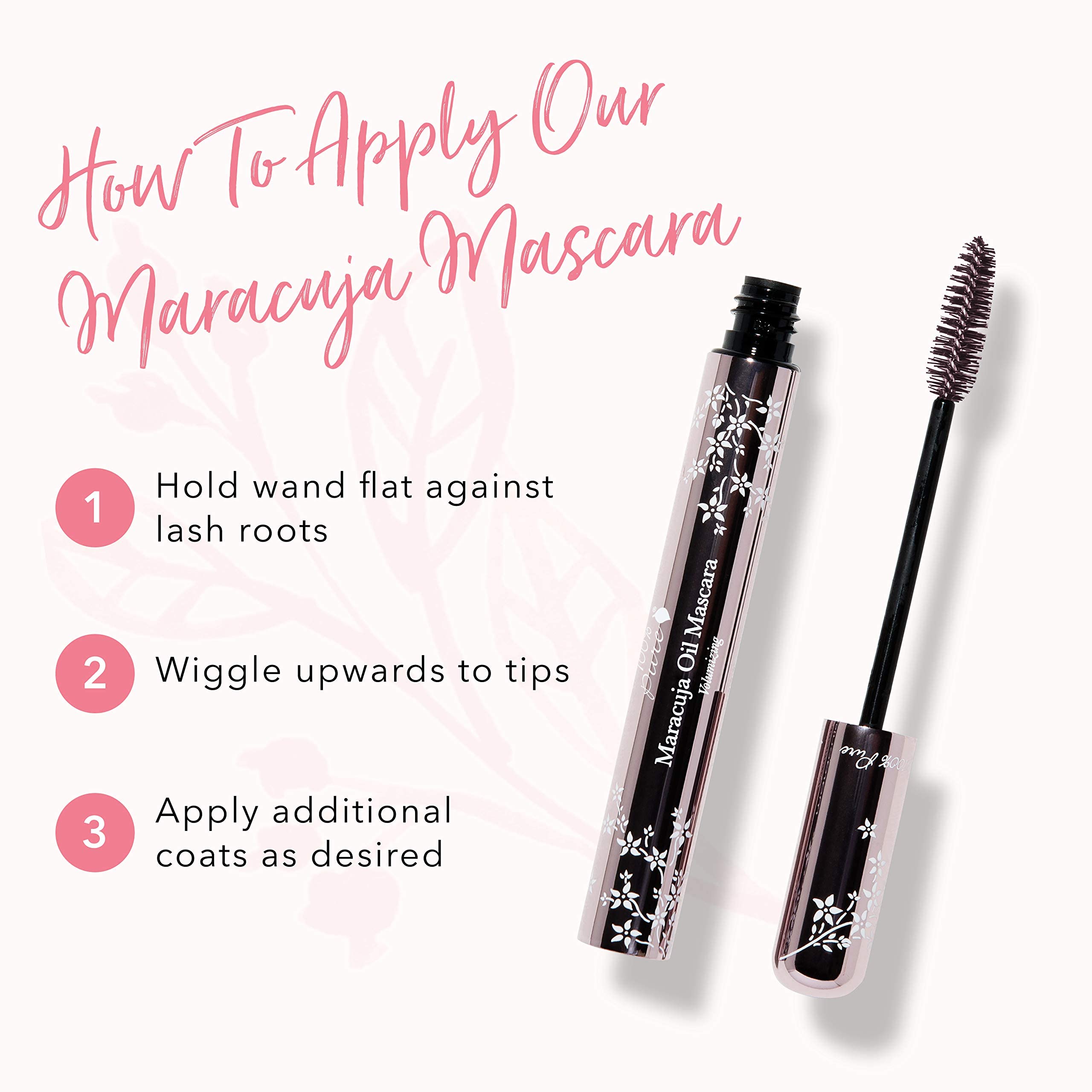 100% PURE Maracuja Oil Mascara Dramatic Intense Volume & Length Natural Fruit Pigmented Voluminous Eyelash Makeup No Clumping, Smudging or Flaking - Vegan, Blackberry Color - 0.35 oz - Image 6