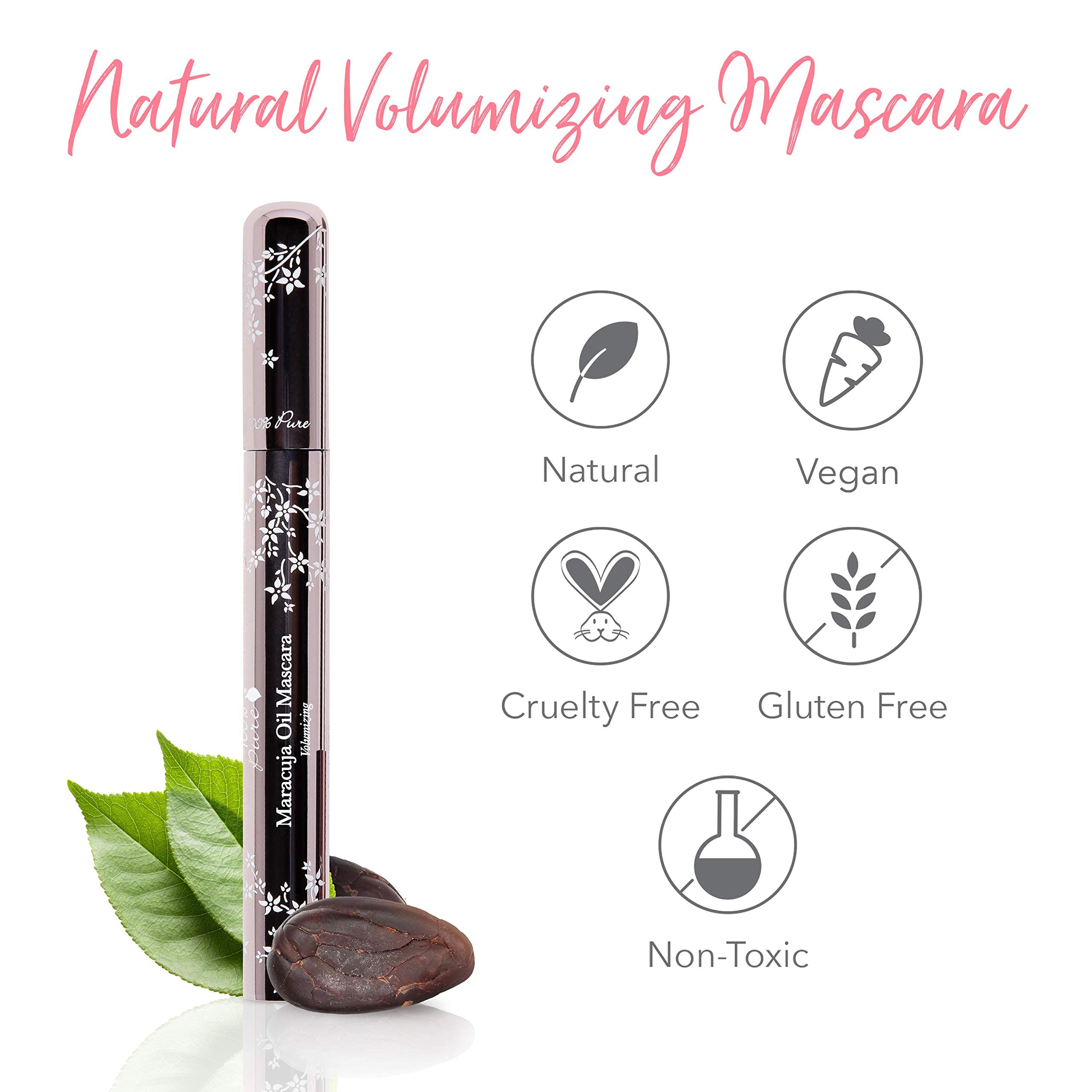 100% PURE Maracuja Oil Mascara Dramatic Intense Volume & Length Natural Fruit Pigmented Voluminous Eyelash Makeup No Clumping, Smudging or Flaking - Vegan, Blackberry Color - 0.35 oz - Image 7