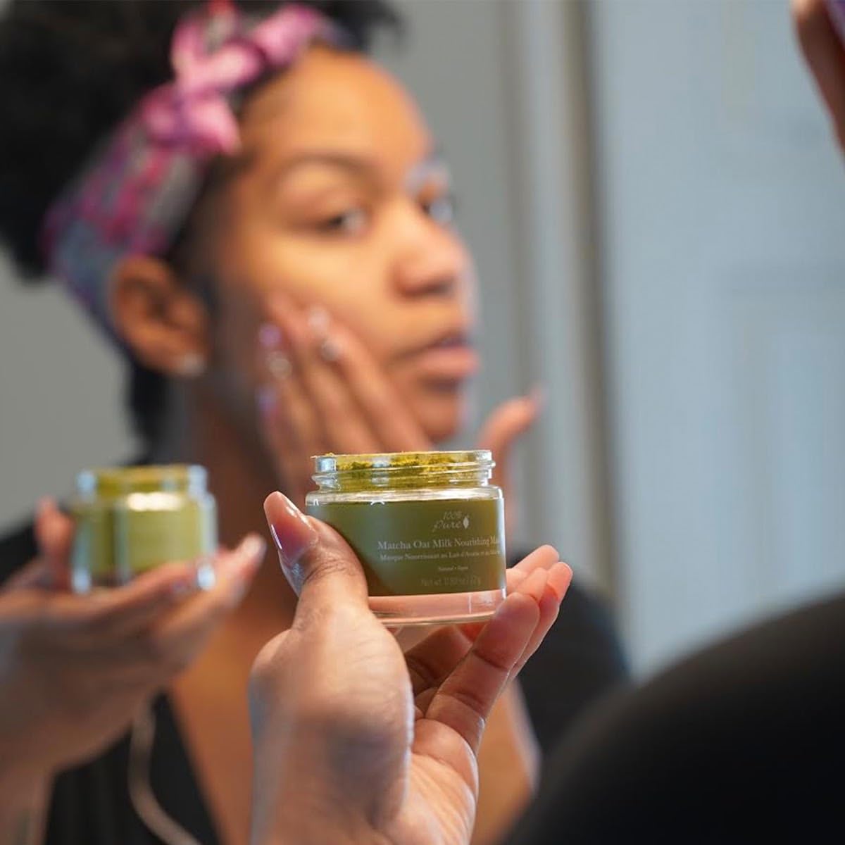 100% PURE Matcha Oat Milk Nourishing Mask, Powder Face Mask, Anti-Aging, Softens, Moisturizes Skin, Restorative Facial Mask - 0.8 oz - Image 5