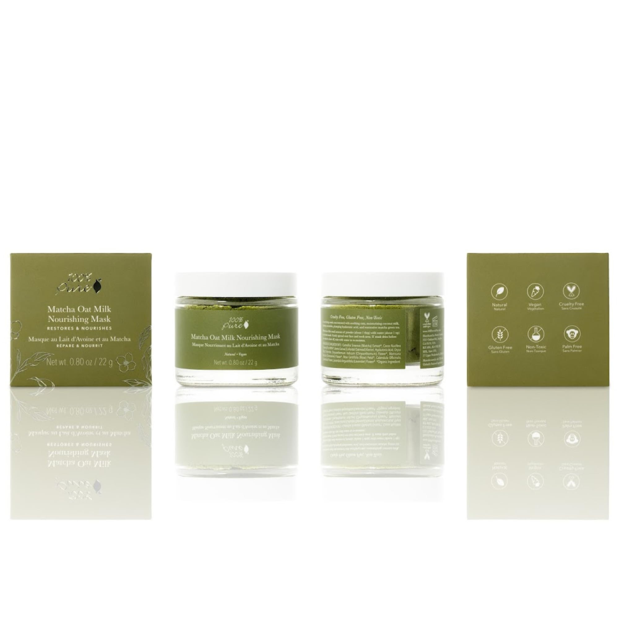 100% PURE Matcha Oat Milk Nourishing Mask, Powder Face Mask, Anti-Aging, Softens, Moisturizes Skin, Restorative Facial Mask - 0.8 oz - Image 8