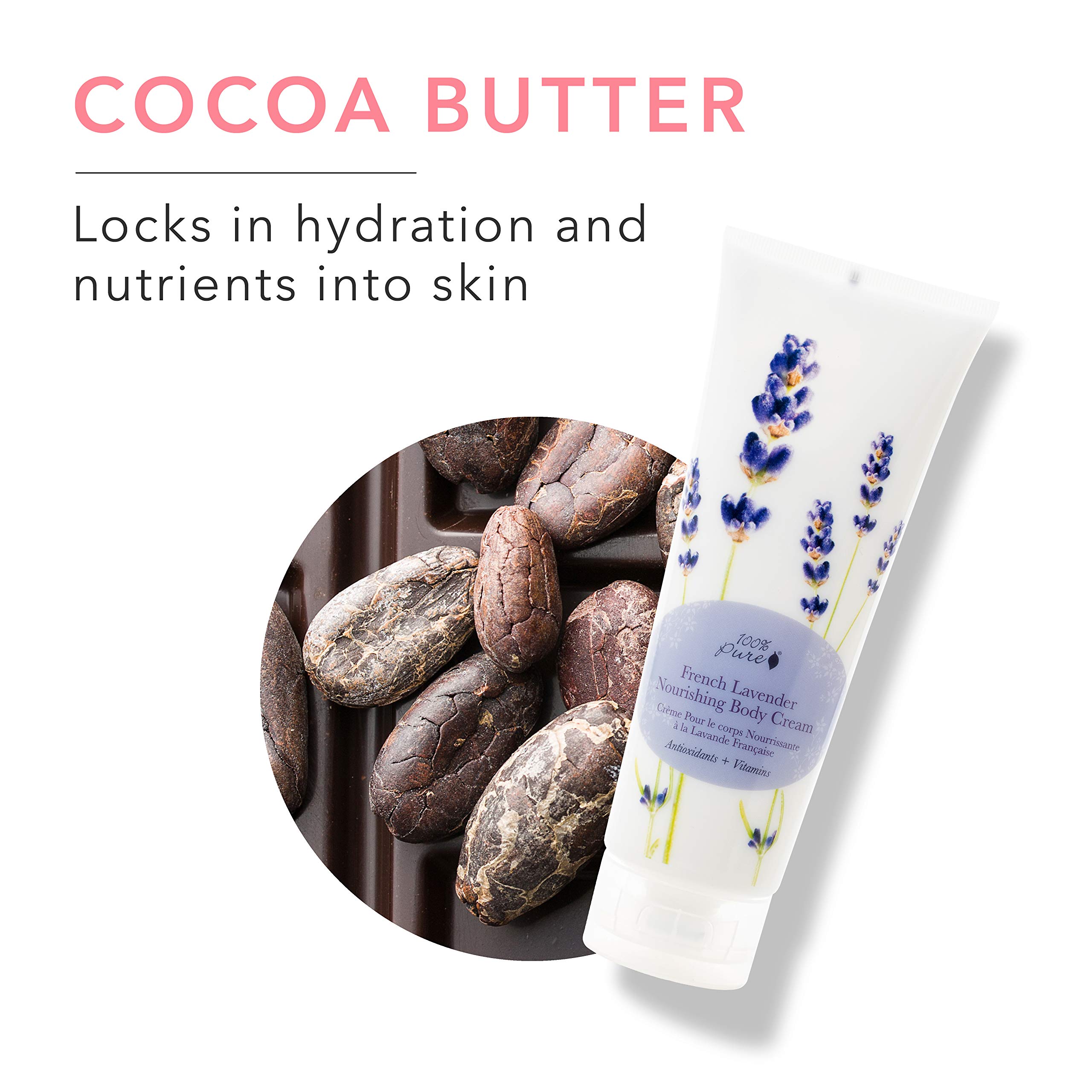 100% PURE Nourishing Body Cream French Lavender Lotion Luxurious Botanical Dry Skin Hydration & Replenishment, Natural Anti-Aging Moisturizer & Skincare for All Skin Types Women & Men - Vegan - 8 oz - Image 3