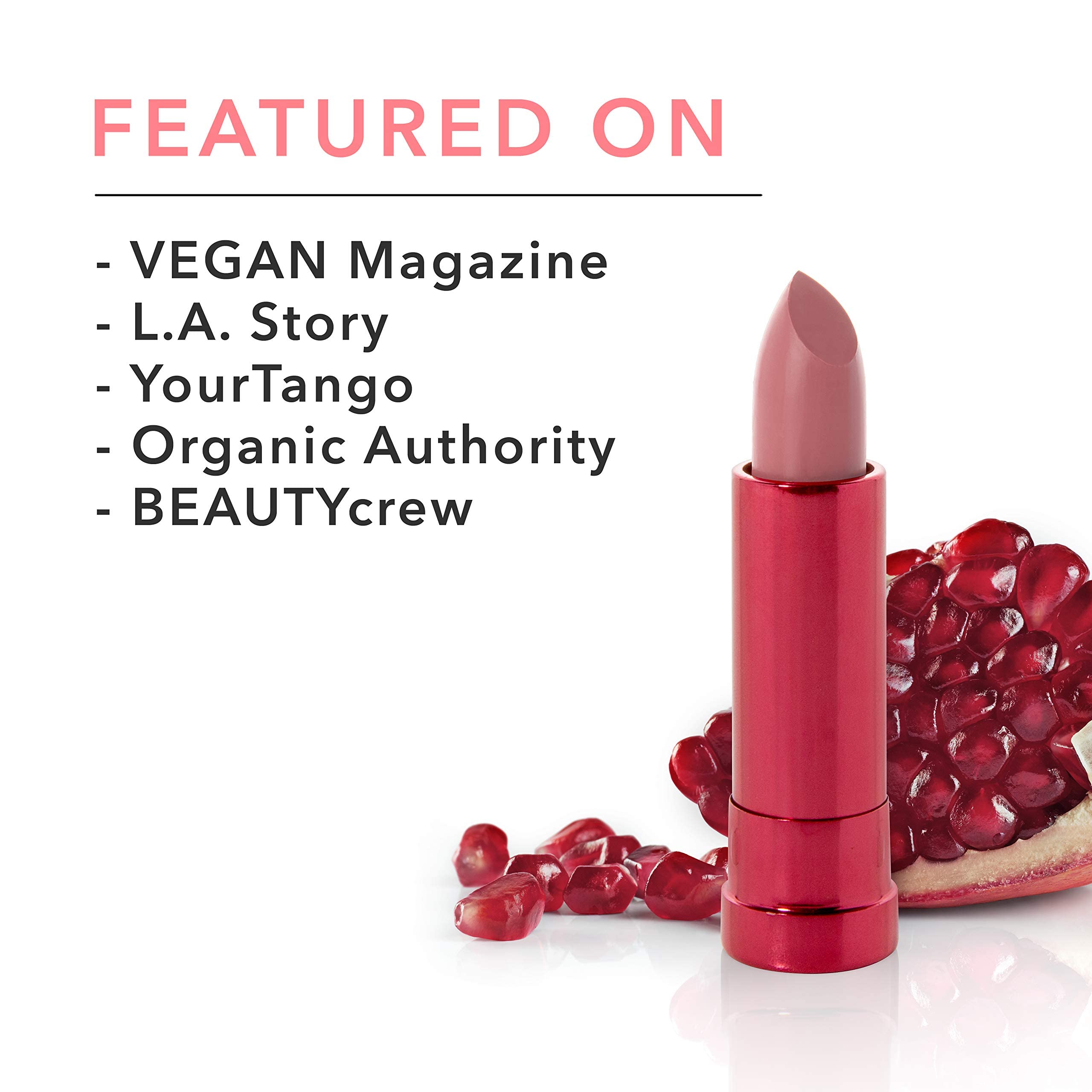 100% PURE Pomegranate Oil Anti-Aging Lipstick Long Lasting, Vibrant Makeup - Moisturizing Cocoa Butter Satin Finish - Vegan Fruit Pigmented Foxglove Color (Berry Pink Mauve) - 0.15 oz - Image 9