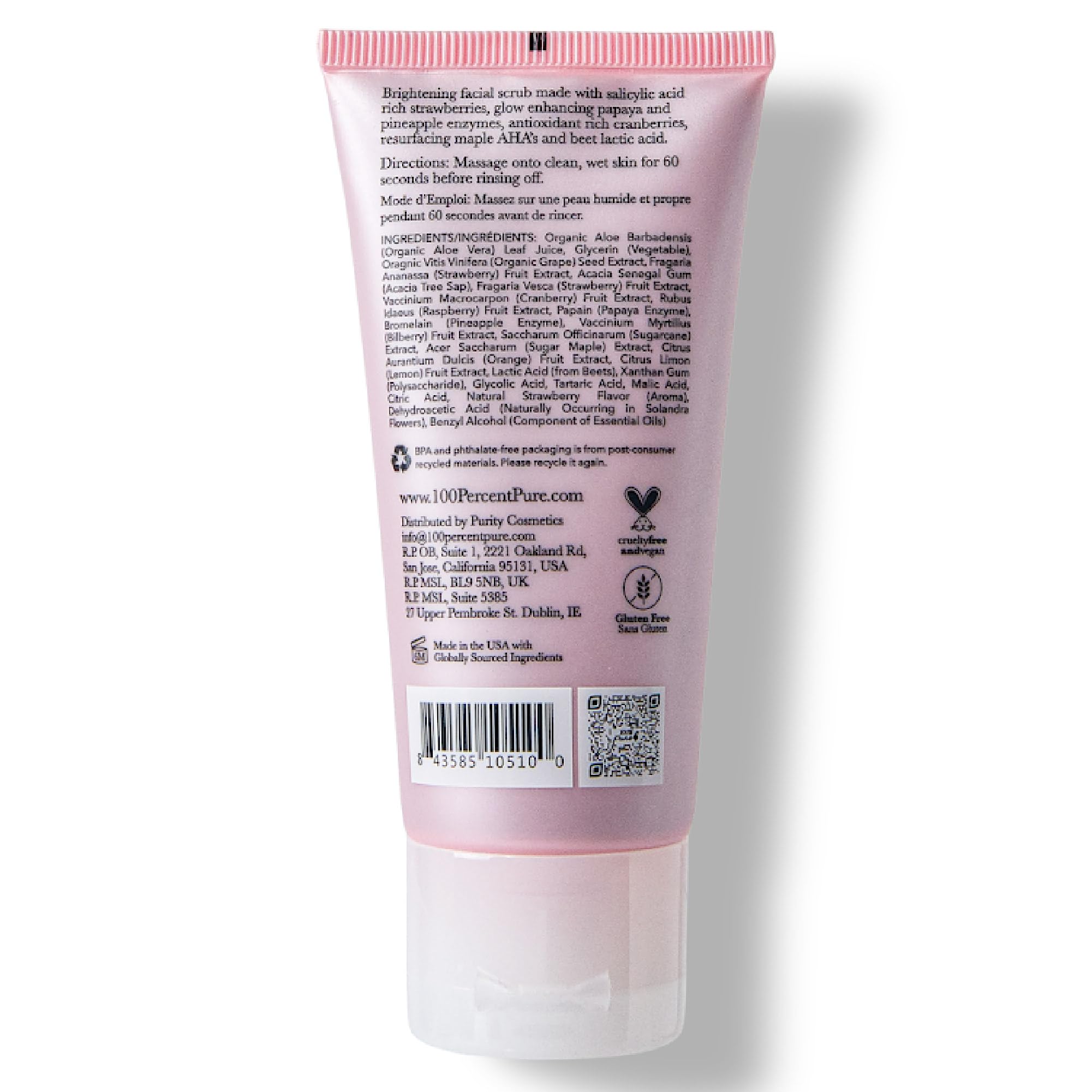 100% PURE Strawberry Brightening Facial Scrub Antioxidant-Rich for Radiant, Smooth Skin - Papaya & Pineapple Enzymes Natural Glow Exfoliator - Gentle Exfoliating Face Wash for Women & Men - 2 Fl oz - Image 9