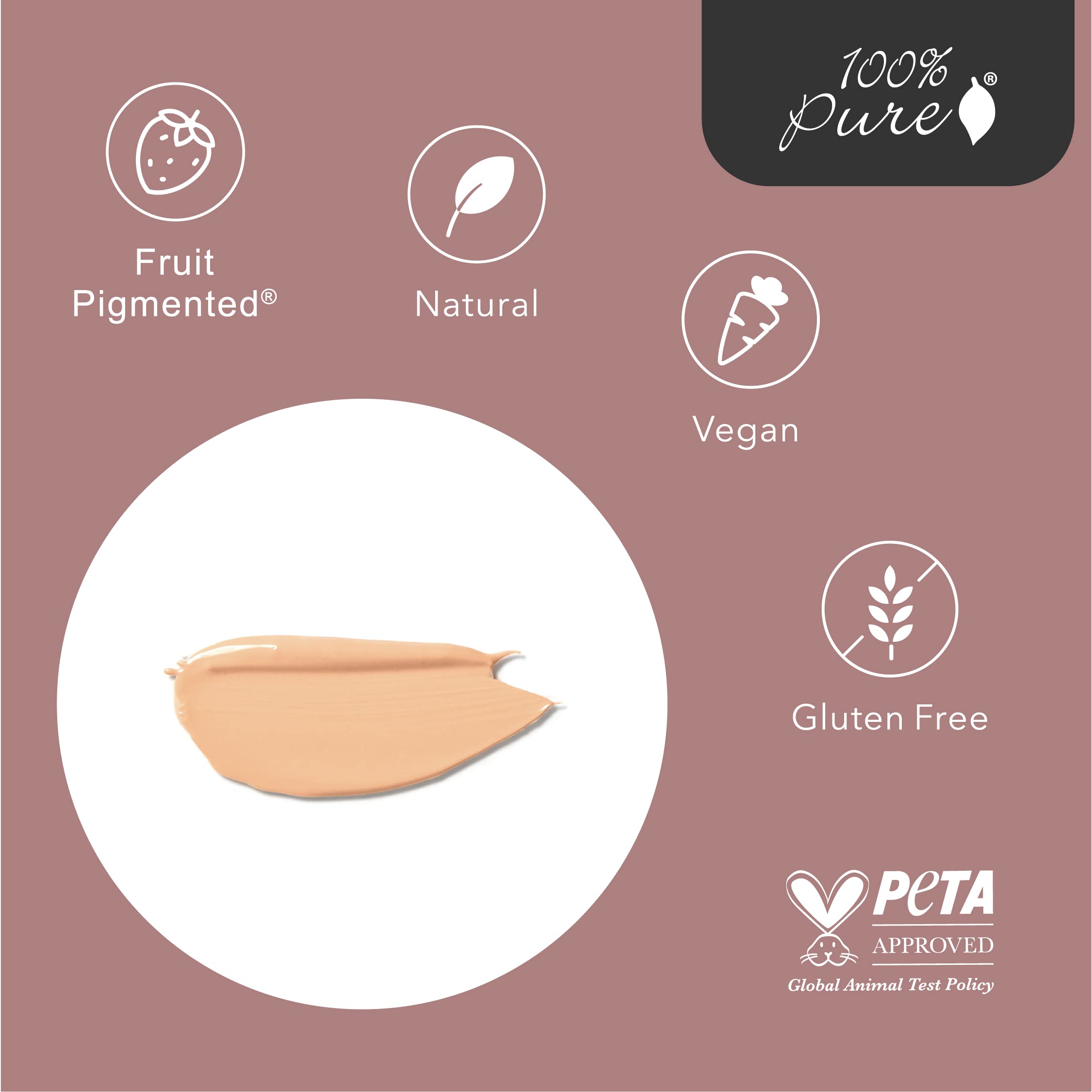 100% PURE Tinted Moisturizer Anti-Aging Face Makeup - Fruit Pigmented Alpine Rose Light to Medium Coverage & Dewy Glow - Lightweight Foundation Fair Skin w/Pink Undertone - Vegan - 1.7 Fl Oz - Image 6