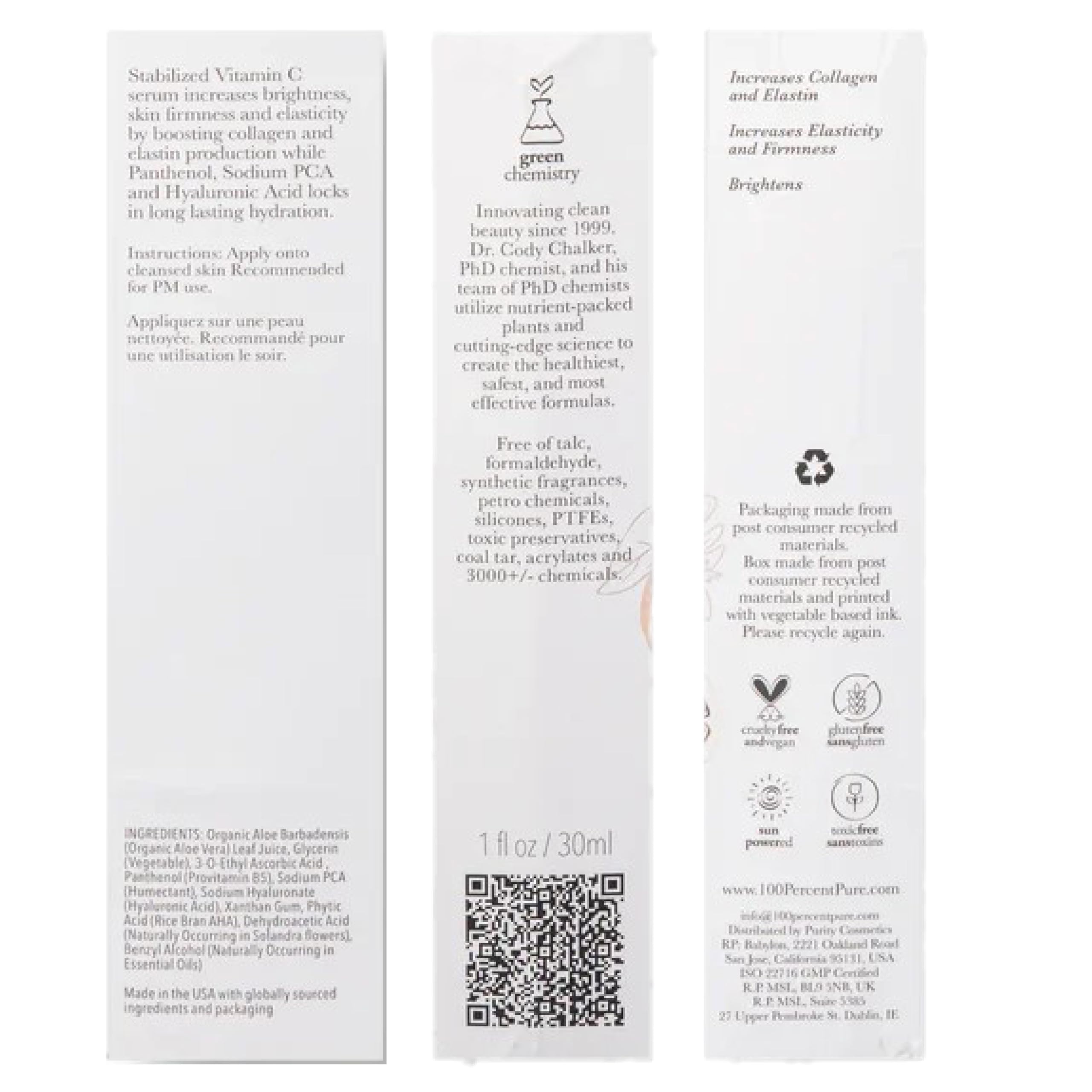 100% PURE Vitamin C Face Serum Hydrating Glow Skin Care with ALA Aloe + Vitamin E Oil - Daily Firming & Correcting Anti Aging Facial Moisturizer for Women & Men All Skin Types, Vegan - 1 Fl Oz - Image 8