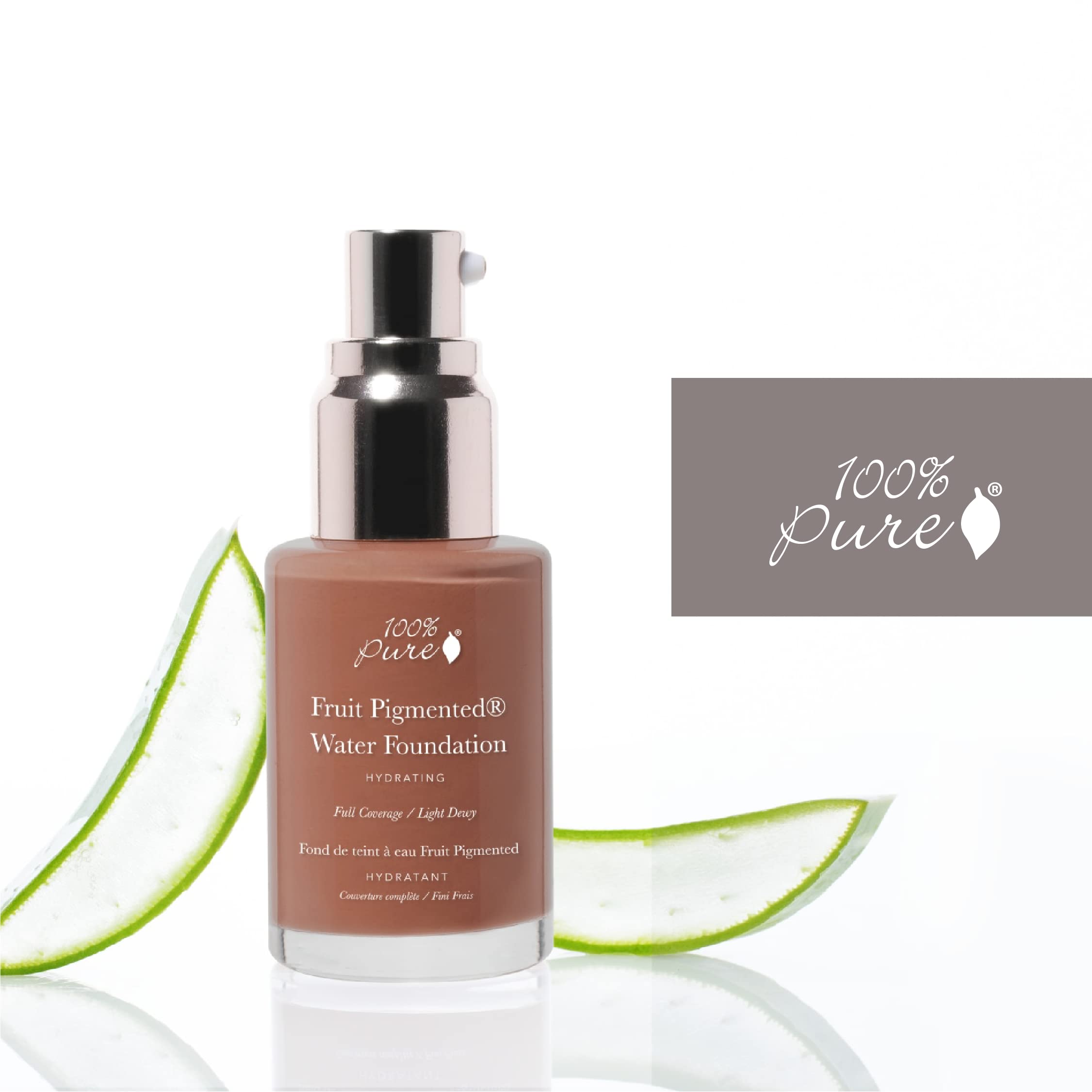 100% PURE Water Foundation Full Coverage Hydrating Makeup, Light Dewy Finish, Moisturizing Concealer Normal, Dry Skin - Fruit Pigment Color Cool 4.0 w/Reddish-Pink Undertones for Dark Skin - 1 Fl Oz - Image 4