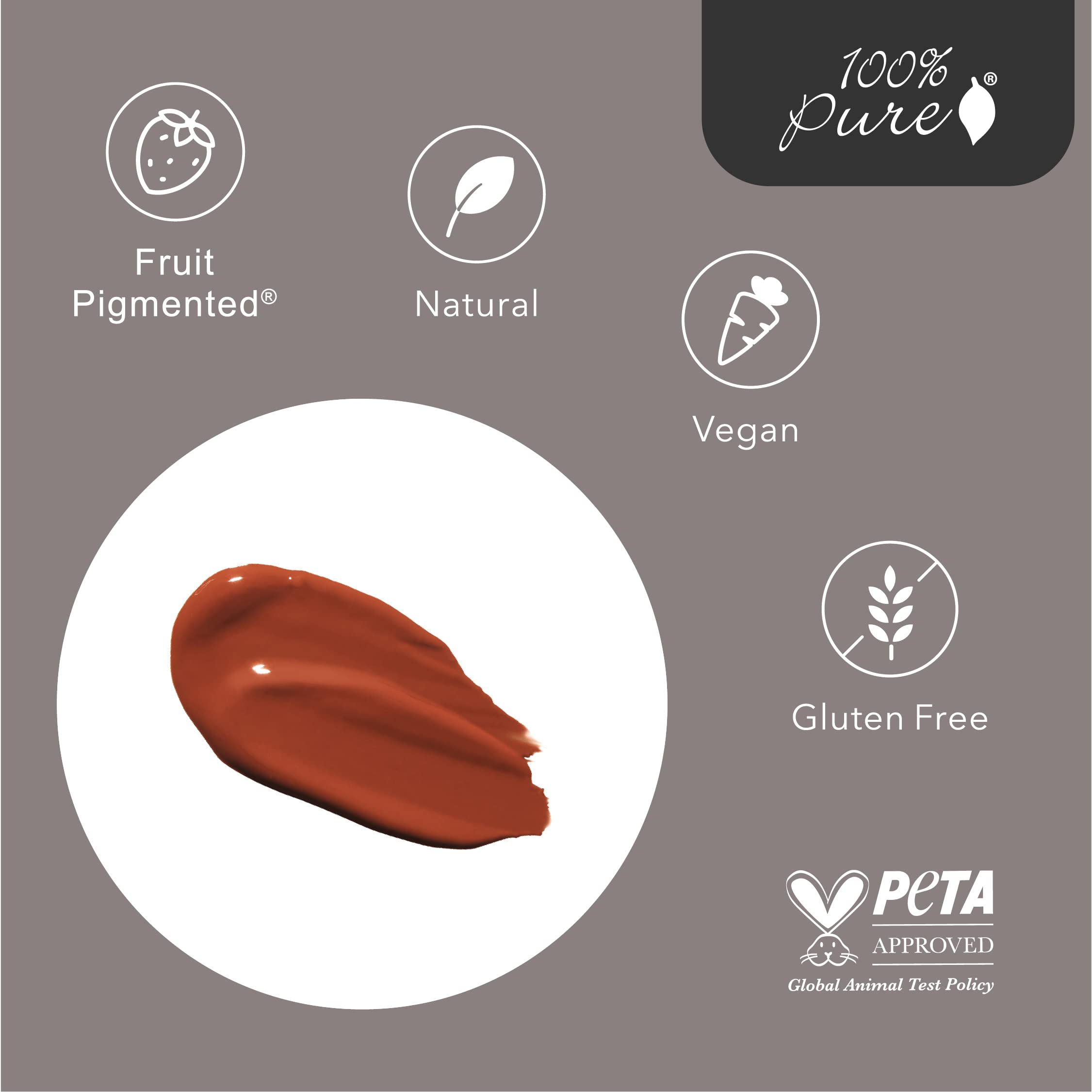 100% PURE Water Foundation Full Coverage Hydrating Makeup, Light Dewy Finish, Moisturizing Concealer Normal, Dry Skin - Fruit Pigment Color Cool 4.0 w/Reddish-Pink Undertones for Dark Skin - 1 Fl Oz - Image 5