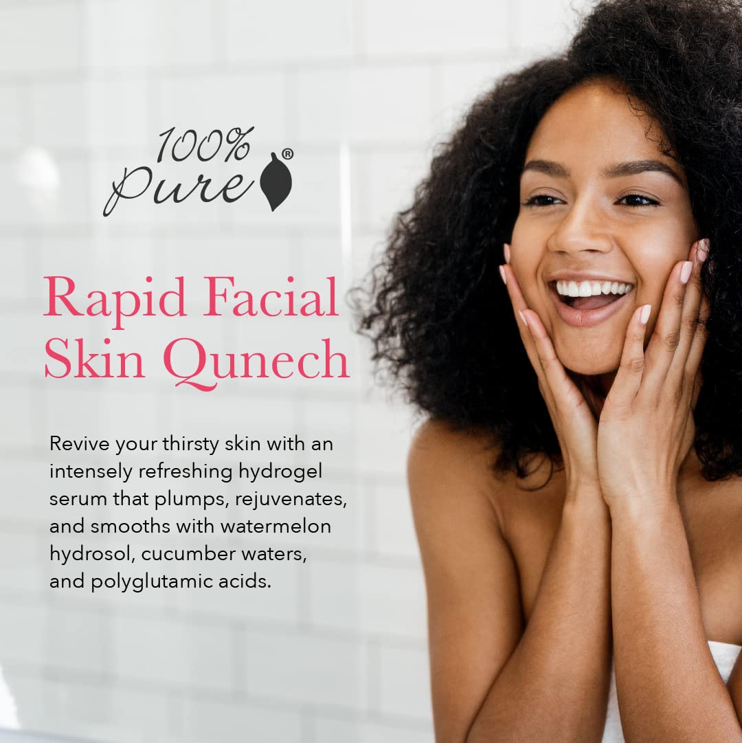 100% PURE Watermelon Cucumber Water Locking Moisturizing Serum for Face with Hyaluronic Acid to Replenish Hydrate & Plump Dry Thirsty Skin, Vegan - 1.7 fl oz - Image 5